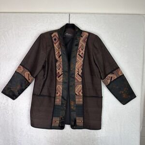 Baisri Made In Thailand L Silk Embroidered Embellished Oriental Jacket EUC